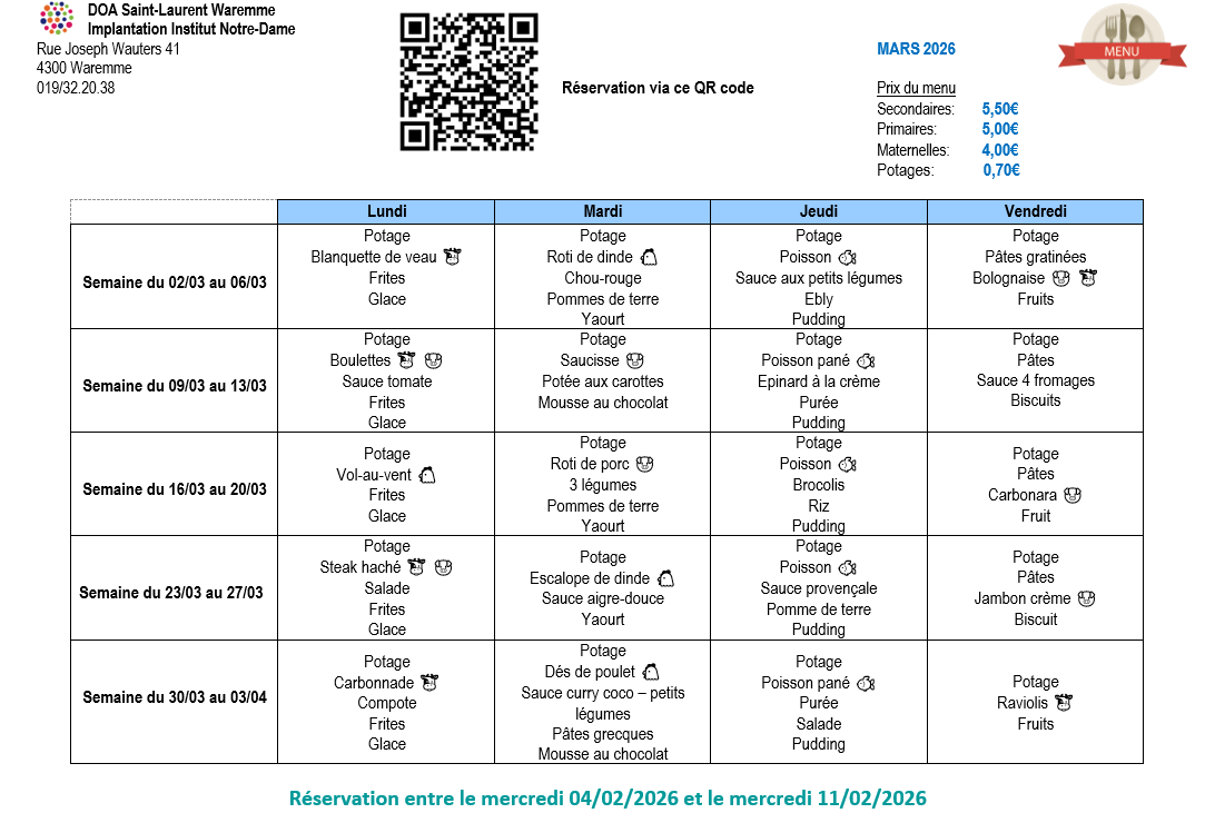 Réservation via le QR Code ci-dessus jusqu'au mercredi 11 février inclus ou via ce lien : https://forms.office.com/e/6Gbae6v1qe?origin=lprLink